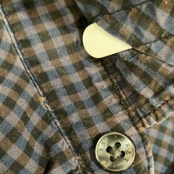 Perry Ellis men’s medium casual button down Checkered indigo Shirt - faded - Picture 15 of 16